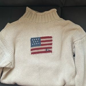 Vintage Polo USA Flag Handknit Sweater